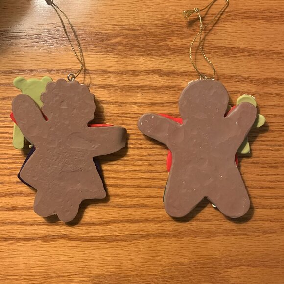 SET OF 2 RUBBER GINGERBREAD FIGURES, MALE AND FEMALE, CHRISTMAS ORNAMENTS - Picture 2 of 4